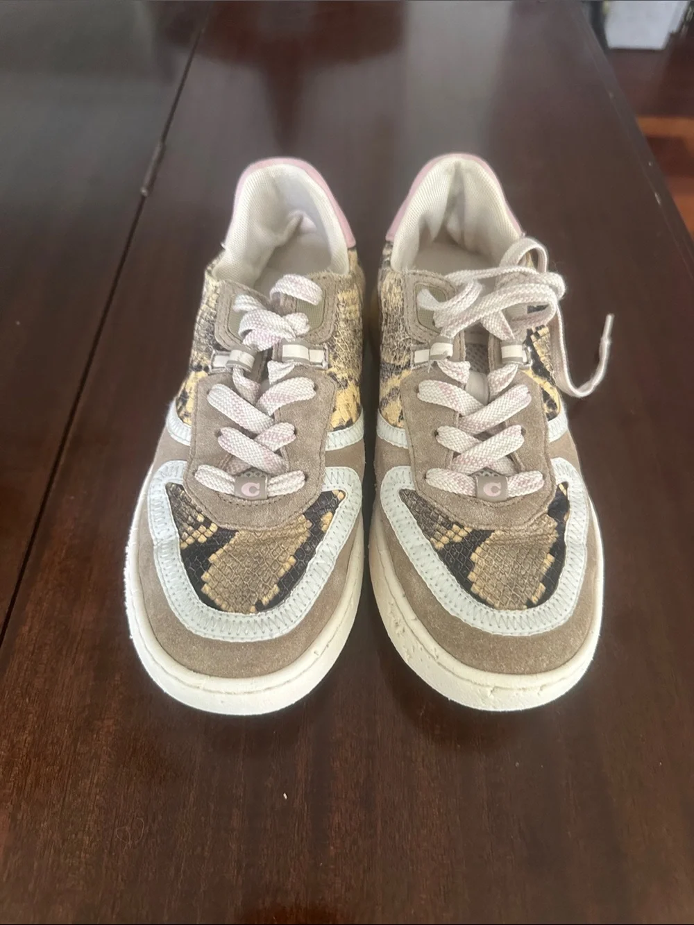 Women’s Coach Neutral Snake-Print Fashion Sneakers
